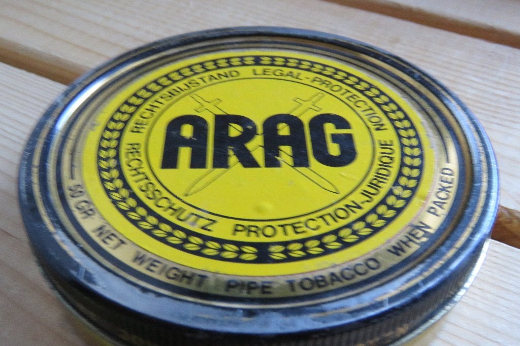 Blik met Arag sticker, Verzamelen, Ophalen of Verzenden, Gebruikt, Overige, Overige merken
