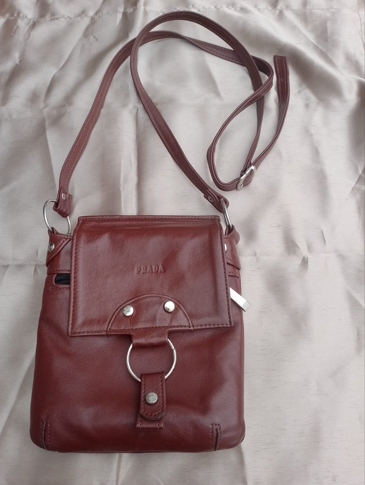 Mooi luxe schouder tas van PRADA, echt leer, Ophalen of Verzenden, Zo goed als nieuw, Bruin, Schoudertasje