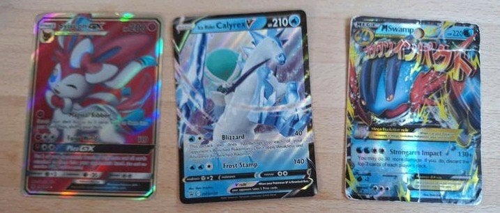 Pokémon Kaarten Collectie: Sylveon, Calyrex, Swampert, Pika, Ophalen of Verzenden, Gebruikt, Meerdere kaarten, Foil