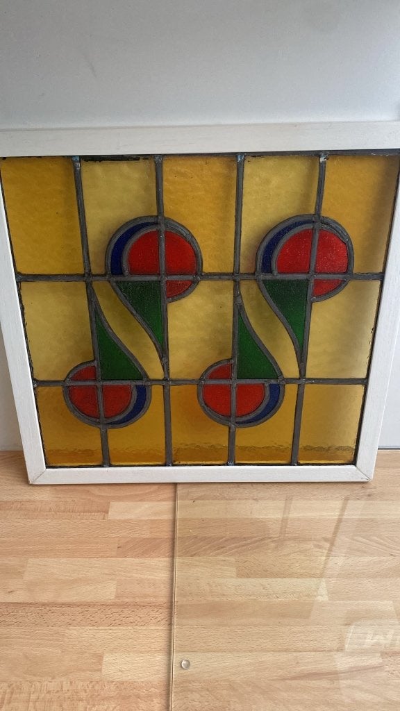 2 Glas in lood raampjes 42x 43, Doe-het-zelf en Verbouw, Glas en Ramen, Ophalen, Gebruikt, Minder dan 80 cm, Overige typen