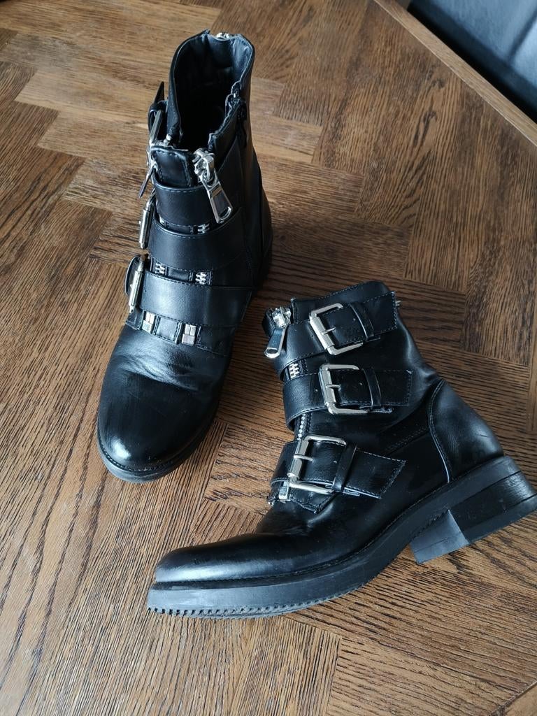 Stoere zwarte bikers boots Dolsic maat 39, Dolsic, Zwart, Lage of Enkellaarzen, Ophalen of Verzenden