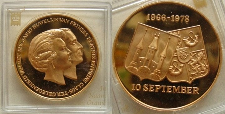Penning Beatrix en Claus 1978, Verzenden, Brons, Nederland