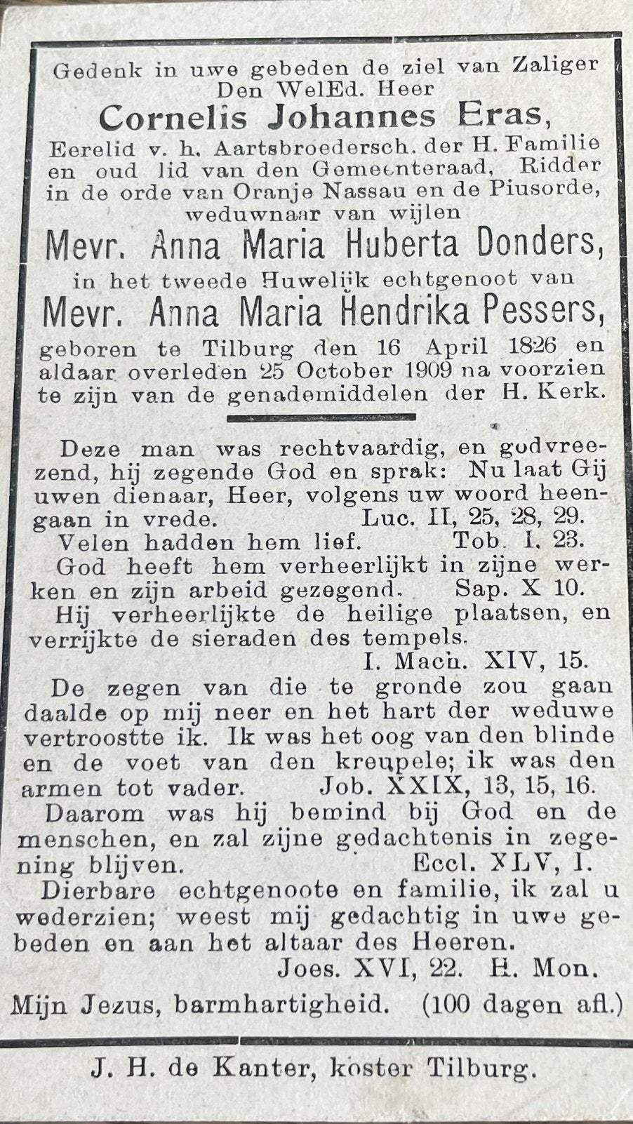Cornelis Johannes Eras Tilburg 1826, Ophalen of Verzenden