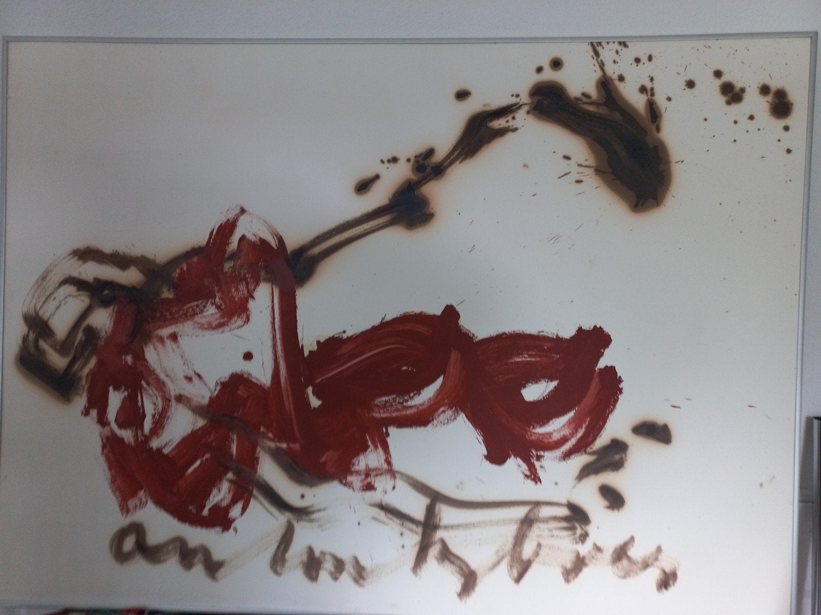 Abstract schilderij in lijst, 106x77 cm anton heyboer, Ophalen