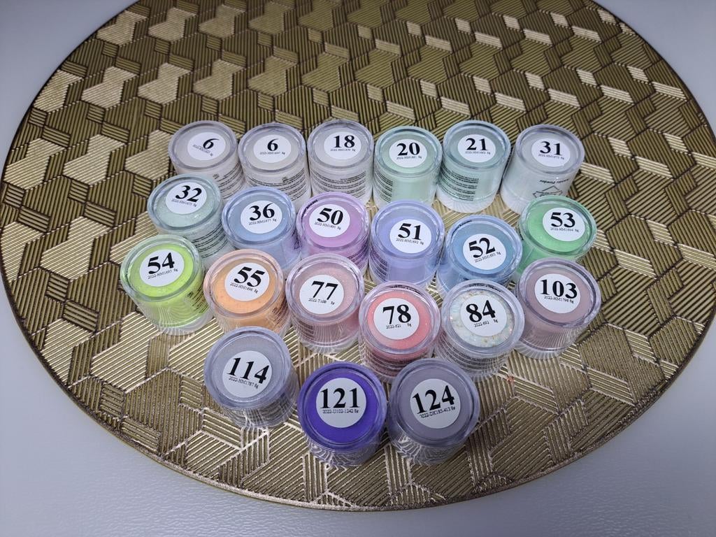 21 potjes PNS Acryl Poeder - Diverse kleuren, Overige kleuren, Nieuw, Ophalen of Verzenden, Handen en Nagels