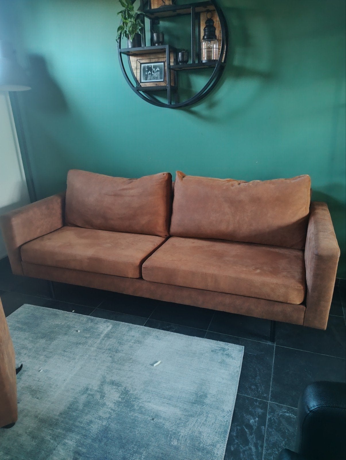 2.5 zits bank bruin cognac, Gebruikt, Driepersoons, 75 tot 100 cm, Ophalen of Verzenden