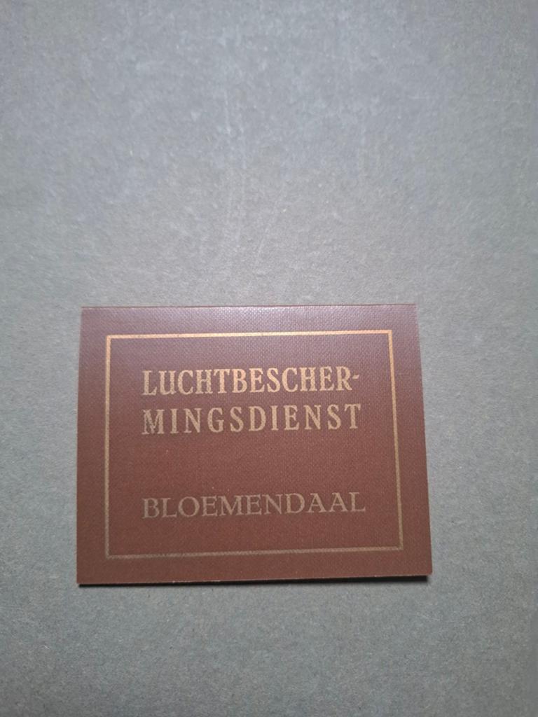 Legitimatie- kaart luchtbeschermingsdienst bloemendaal, Ophalen of Verzenden, Nederland, Foto of Poster