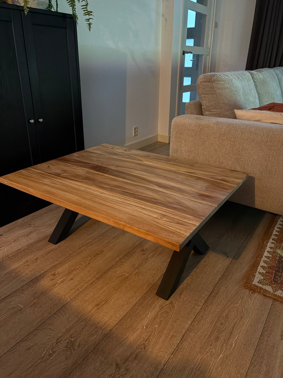 Landelijke salontafel - 90x80x43 cm, Ophalen, Gebruikt, Vierkant, 50 tot 100 cm