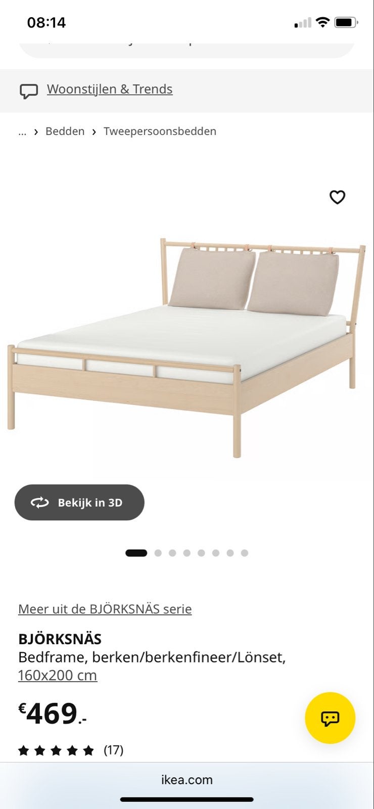 IKEA BJÖRKSNÄS bedframe met lattenbodem en  2 nachtkastjes, Ophalen, Overige kleuren, Tweepersoons, Zo goed als nieuw