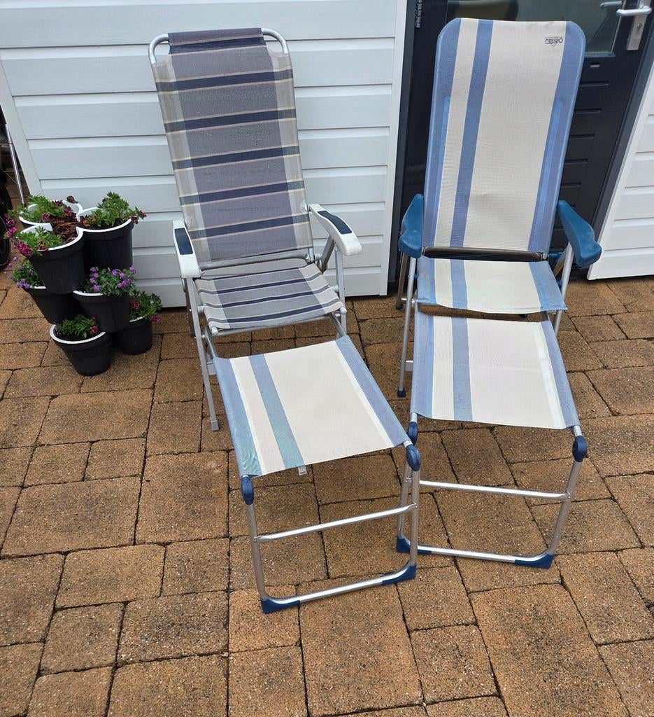 2 campingstoelen met voeten steunen., Ophalen, Zo goed als nieuw, Campingstoel