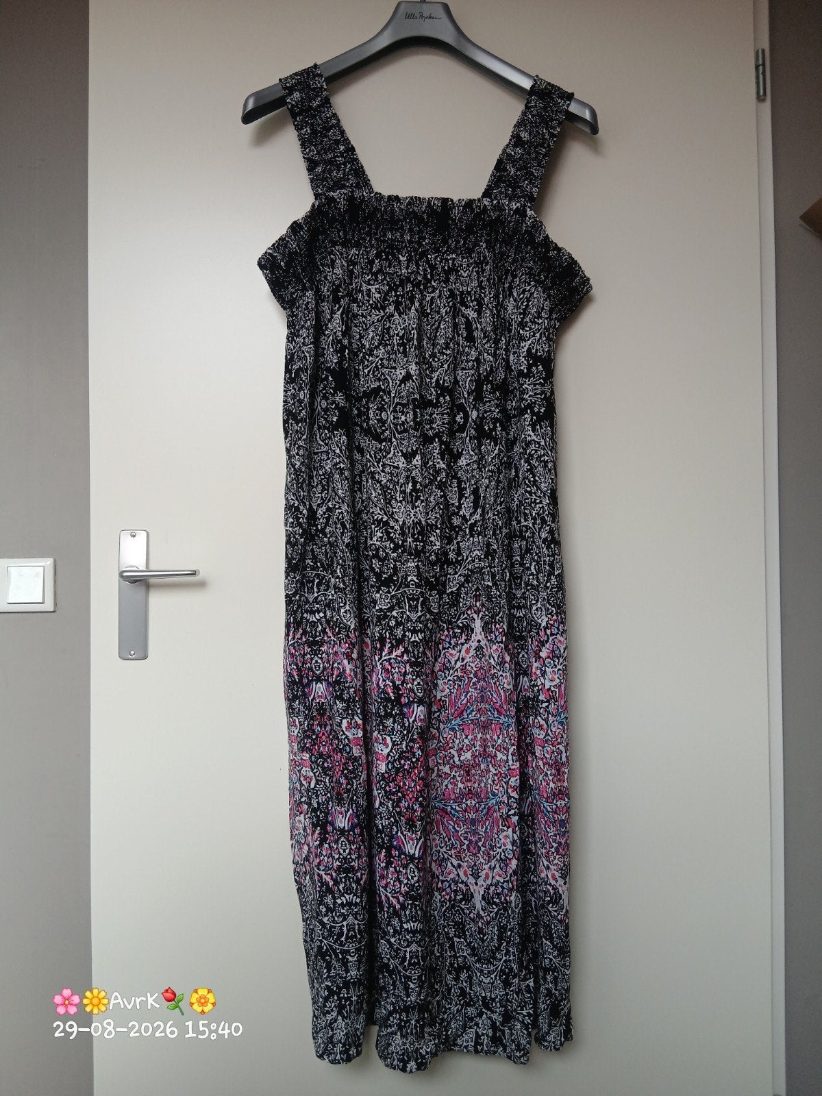 zwart/wit/roze zomerjurk strapless ulla popken maat 50-52, Verzenden, Ulla Popken, Zo goed als nieuw, Jurk