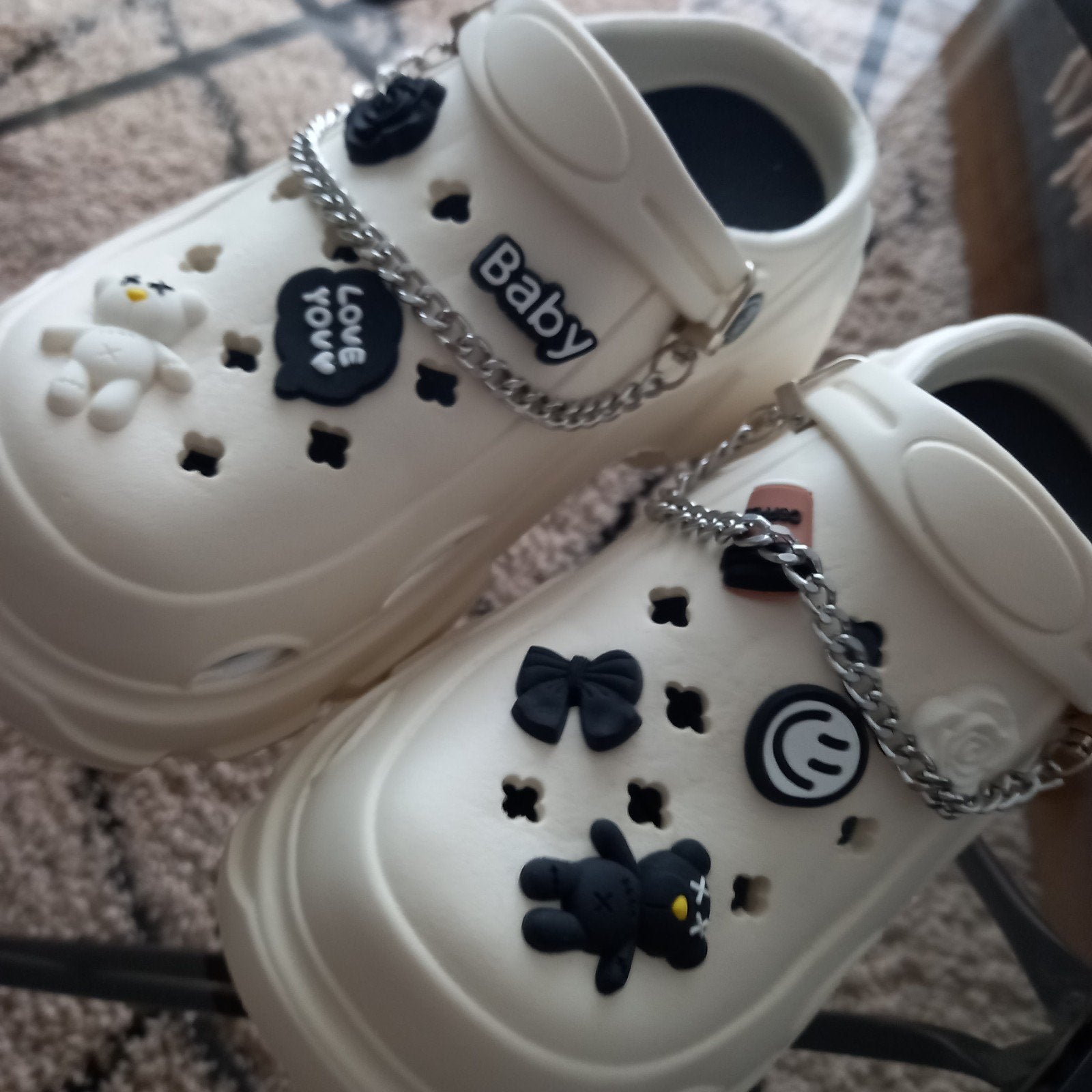 Witte Crocs-Style met Platformzool en Charms, Ophalen
