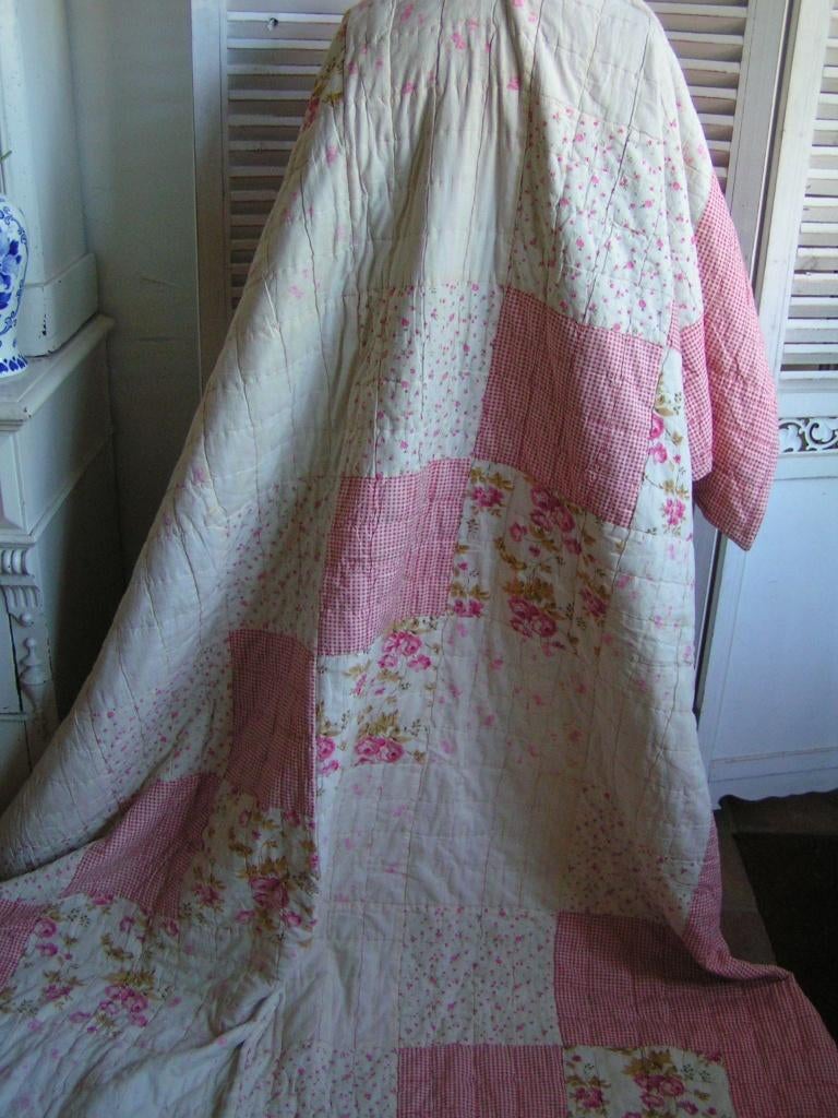 patchwork sprei boutis quilt met rozen nr XX 1041, Verzenden, Wit, Overige typen, Tweepersoons