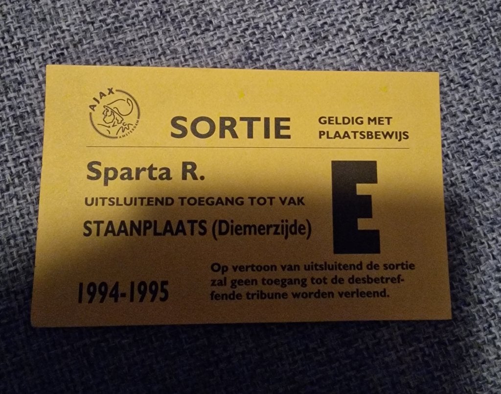Sortie Ajax - Sparta Rotterdam De Meer 1994-1995, Verzamelen, Ophalen of Verzenden, Nieuw, Ajax, Overige typen