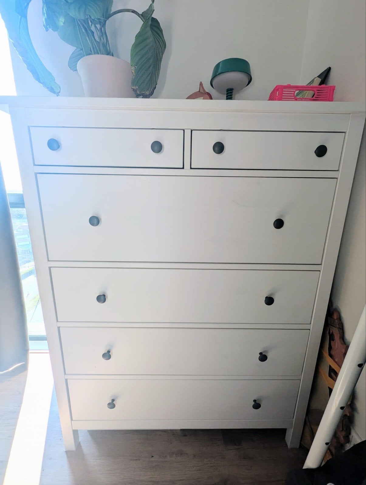 IKEA HEMNES Ladekast met 6 lades, wit gebeitst, 108x131 cm, Huis en Inrichting, Kasten | Ladekasten, Ophalen, Gebruikt, 5 laden of meer