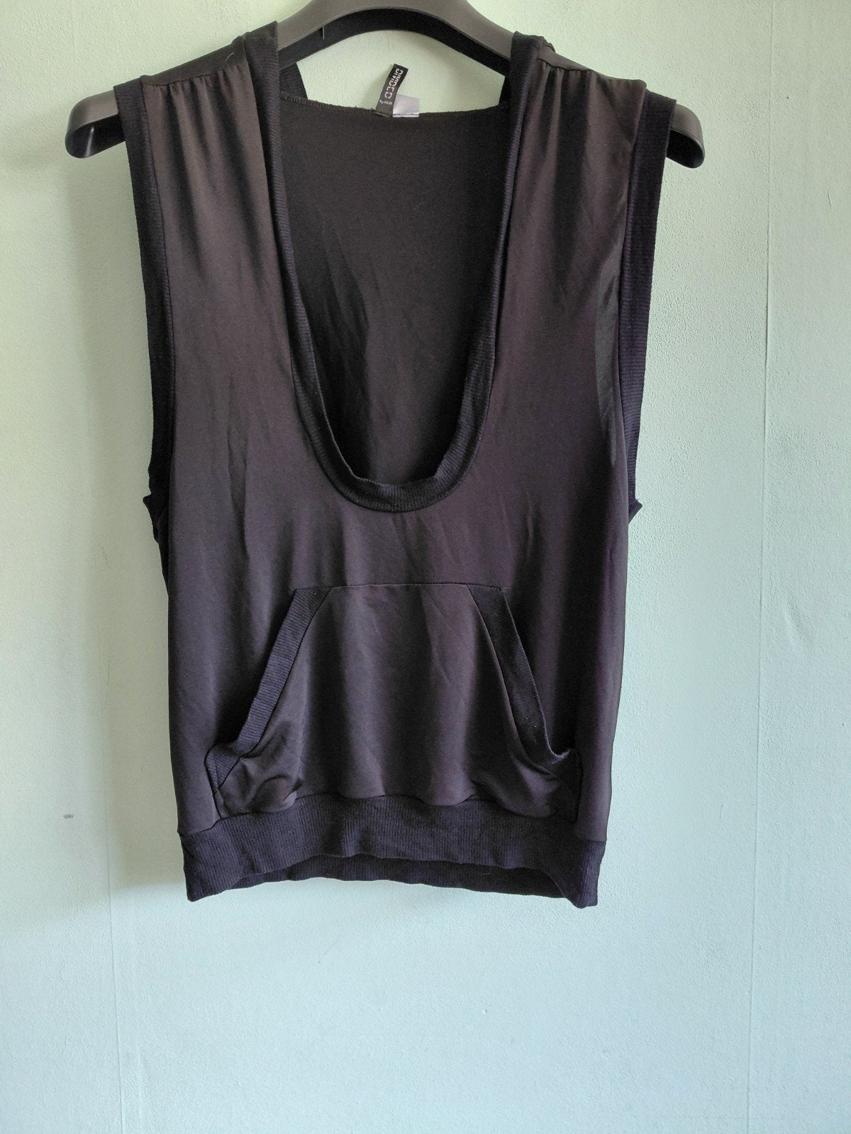 Zwarte mouwloze hoodie met buidelzak, Kleding | Dames, Divided by H&M, Zwart, Ophalen of Verzenden, Zo goed als nieuw