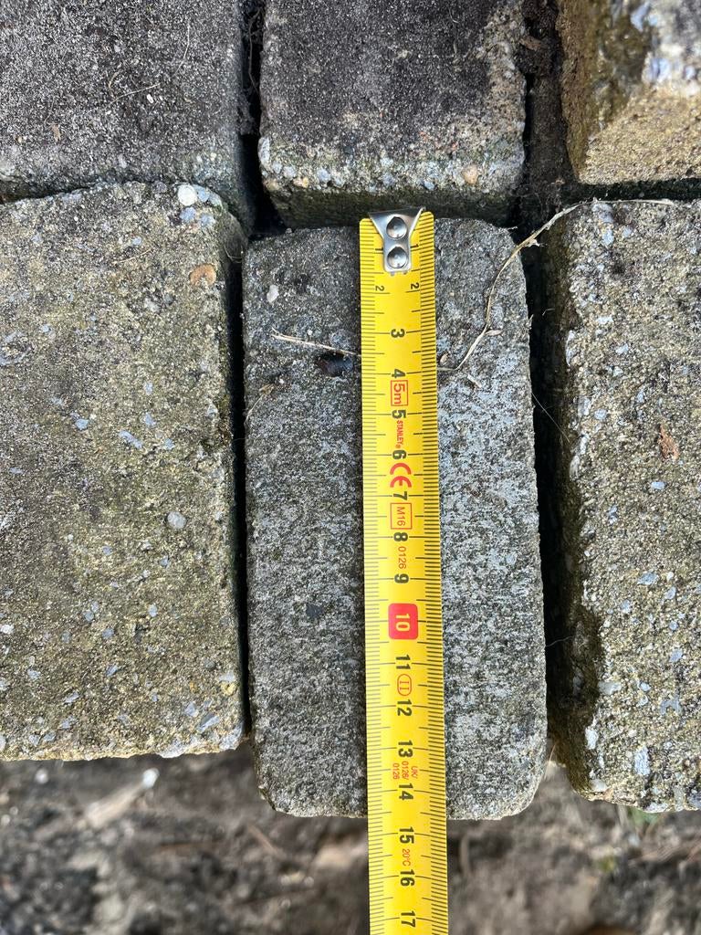 Gebruikte straatklinkers 15x7x5 cm - 160 stuks, Tuin en Terras, Tegels en Klinkers, Ophalen, Gebruikt, Klinkers, 10 m² of meer