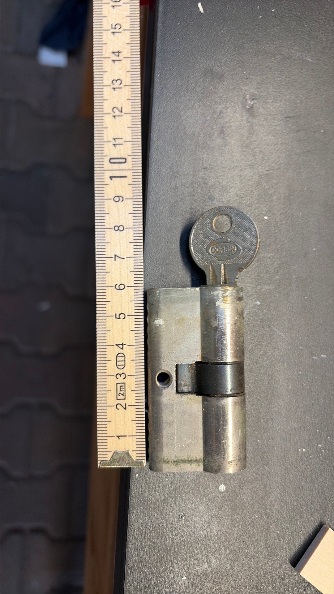 Cylinder met 1 sleutel 30/30mm, Ophalen, Gebruikt, Koper of Messing, Slot