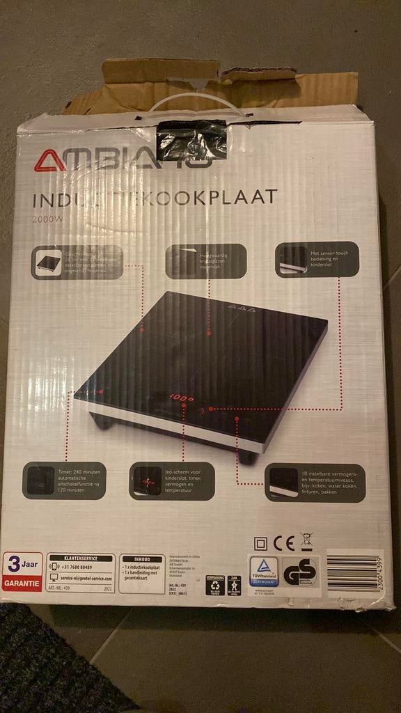 Inductiekookplaat 2000W - zgan, Ophalen, 3 kookzones of minder, Zo goed als nieuw, Inductie