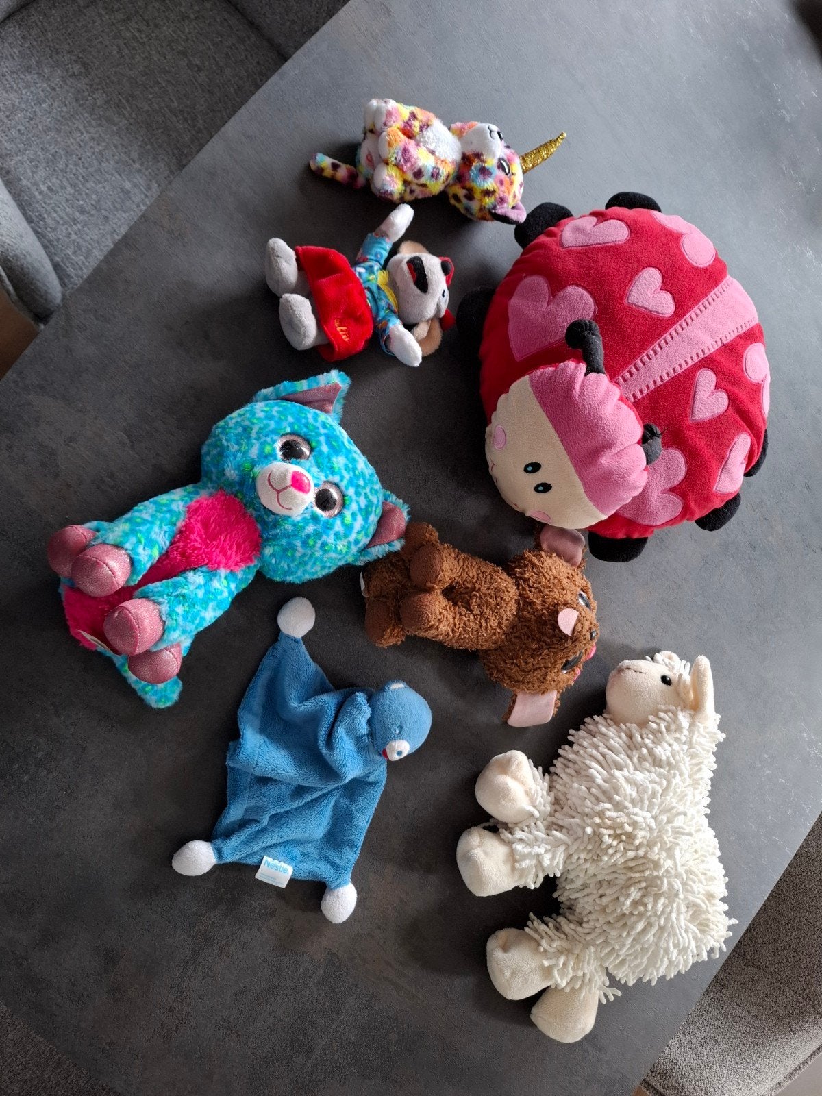 Diverse knuffels: Eenhoorn, lieveheersbeestje, hond en meer, Ophalen, Gebruikt, Overige karakters, Middelgroot (20 tot 80 cm)