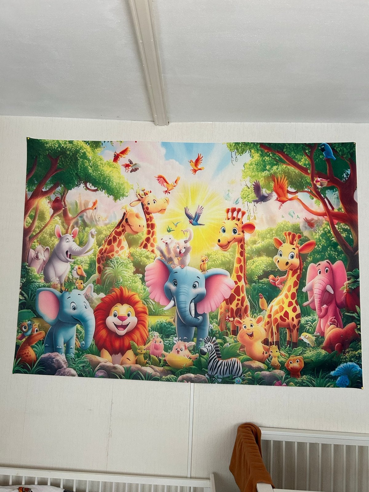 Dieren spandoek kinderkamer 150x210cm, Overige merken, Ophalen of Verzenden, Zo goed als nieuw, Wanddecoratie