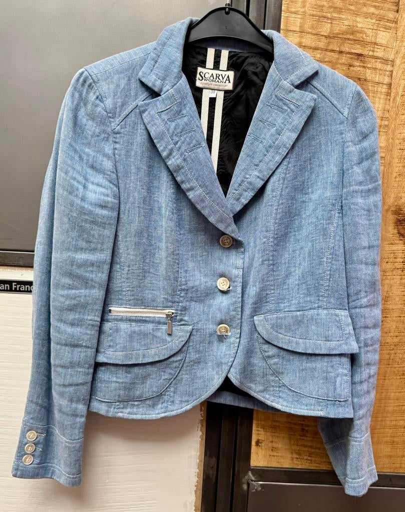 SCARVA blazer maat 38, Kleding | Dames, Jasjes, Kostuums en Pakken, Maat 38/40 (M), Blauw, Ophalen of Verzenden, Zo goed als nieuw