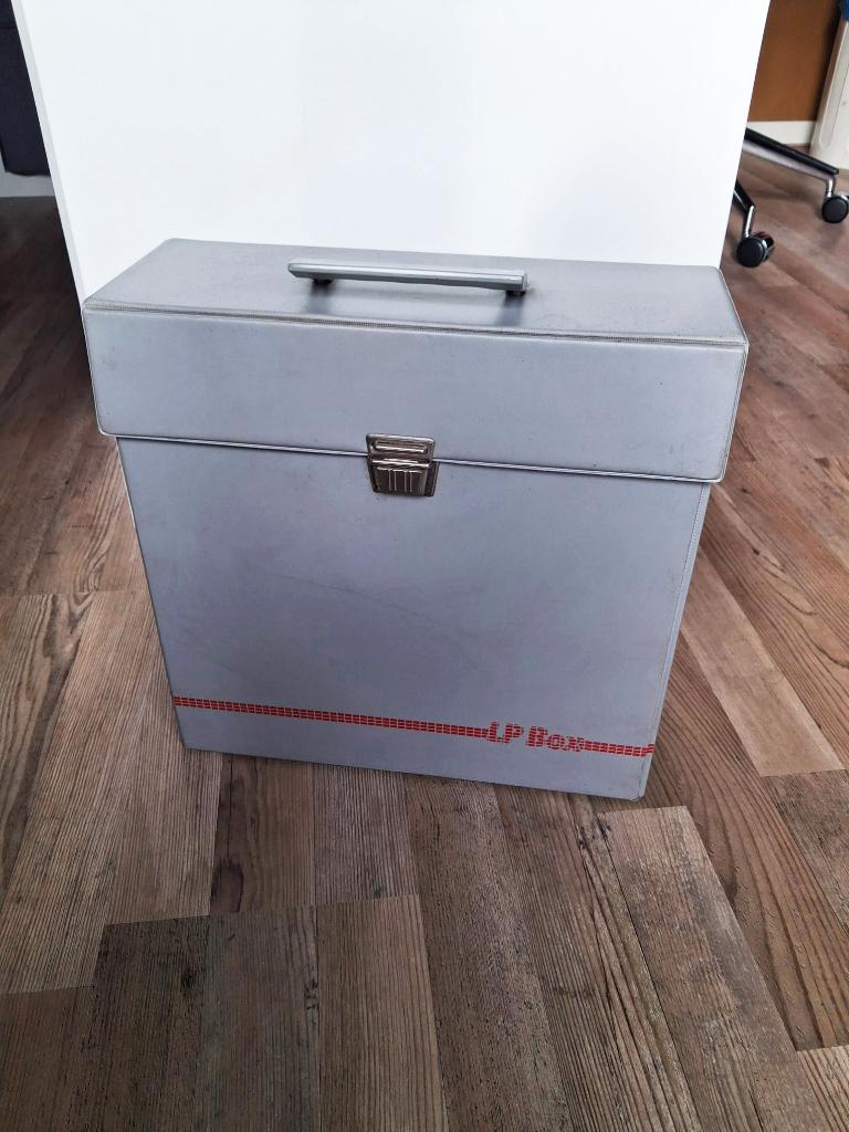 Lichtgrijze platenkoffer, Ophalen, Gebruikt, 12 inch
