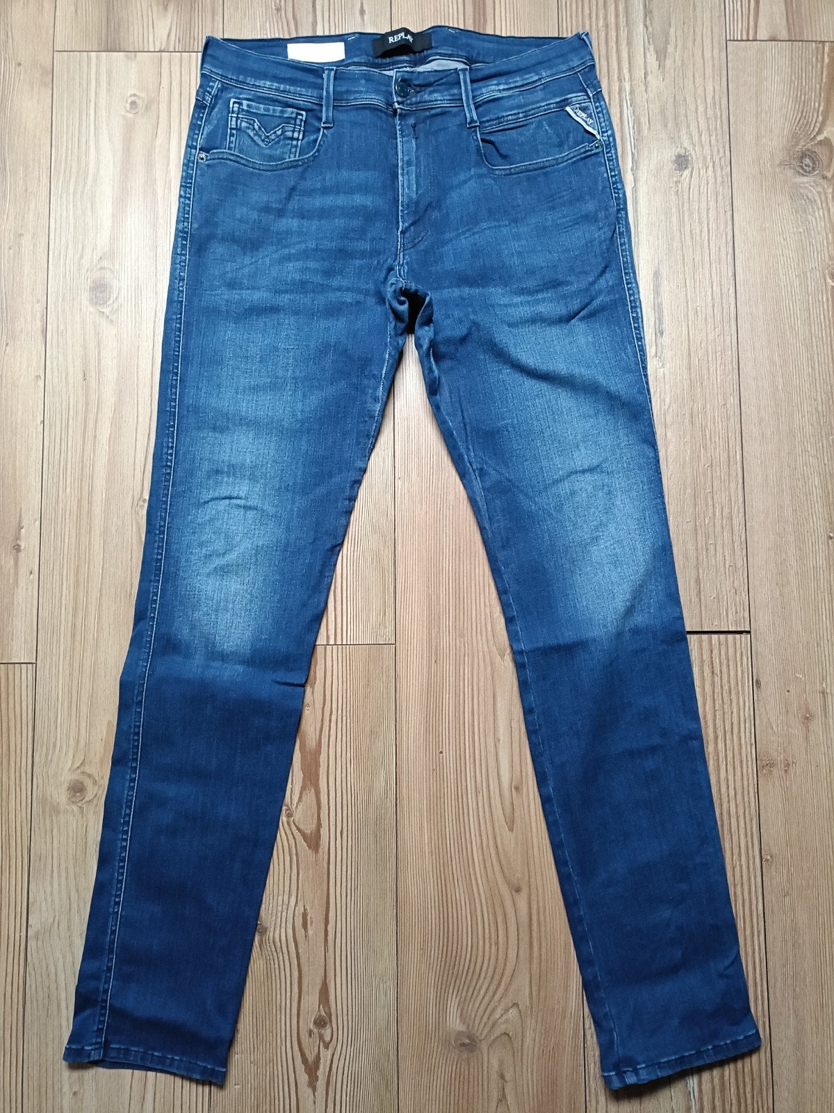 Replay anbass hyperflex maat 34-34, Ophalen of Verzenden, Gedragen, Blauw, W33 - W34 (confectie 48/50)