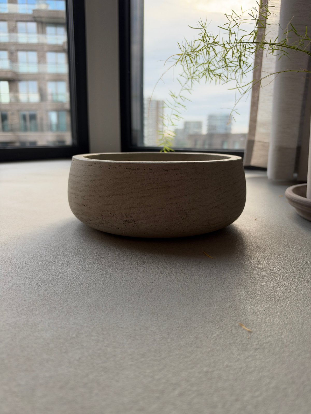 Betonnen japanse bloempot, Rond, Ophalen of Verzenden, Zo goed als nieuw, Minder dan 40 cm