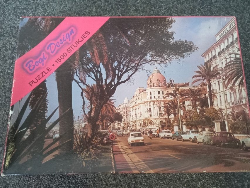* Vintage puzzel Bogi Design Nice Frankrijk 1500 st *, Ophalen of Verzenden, 500 t/m 1500 stukjes, Gebruikt, Legpuzzel