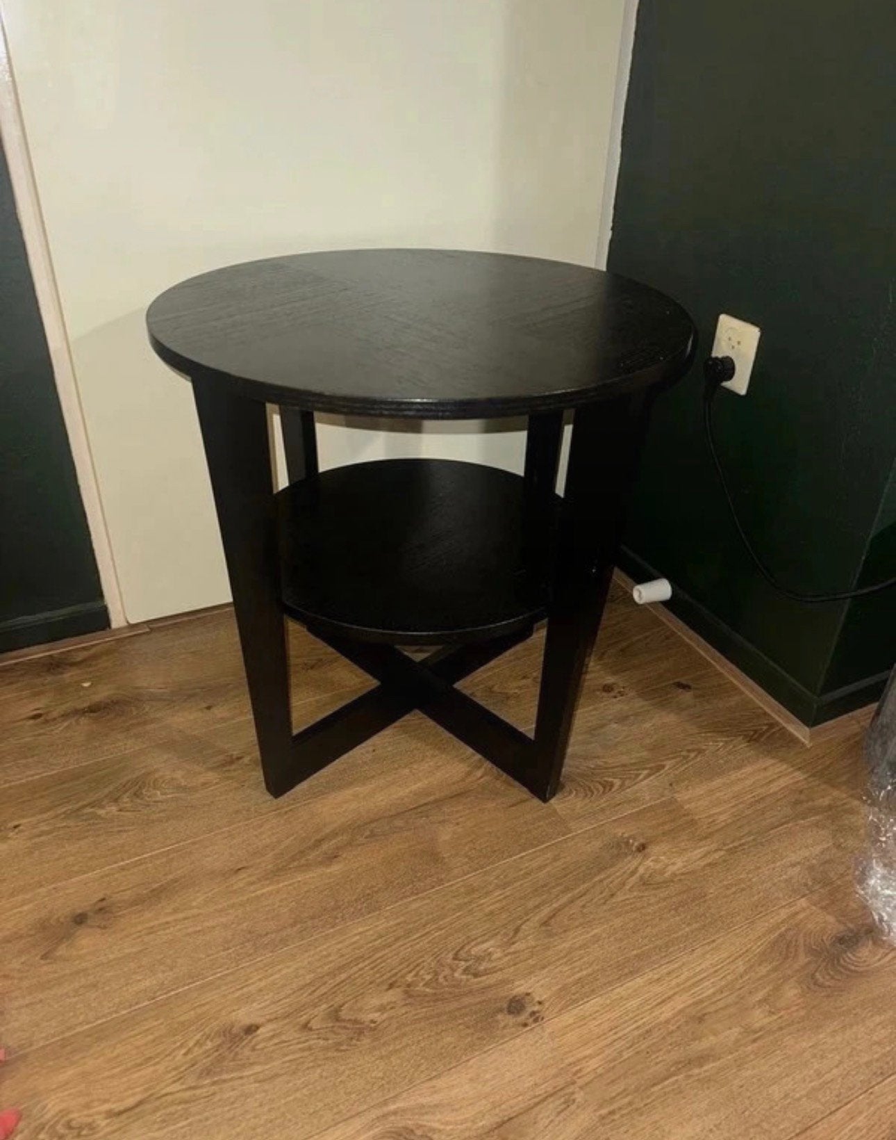 Ronde coffee tafel/ bijzet tafel van de ikea met middenplaat, Ophalen, Zo goed als nieuw, Rond, Minder dan 55 cm