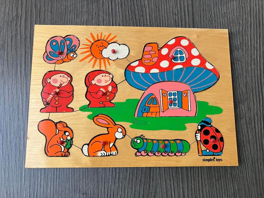 Houten puzzel met twaalf stukjes - vintage, 2 tot 4 jaar, Gebruikt, 10 tot 50 stukjes, Ophalen of Verzenden