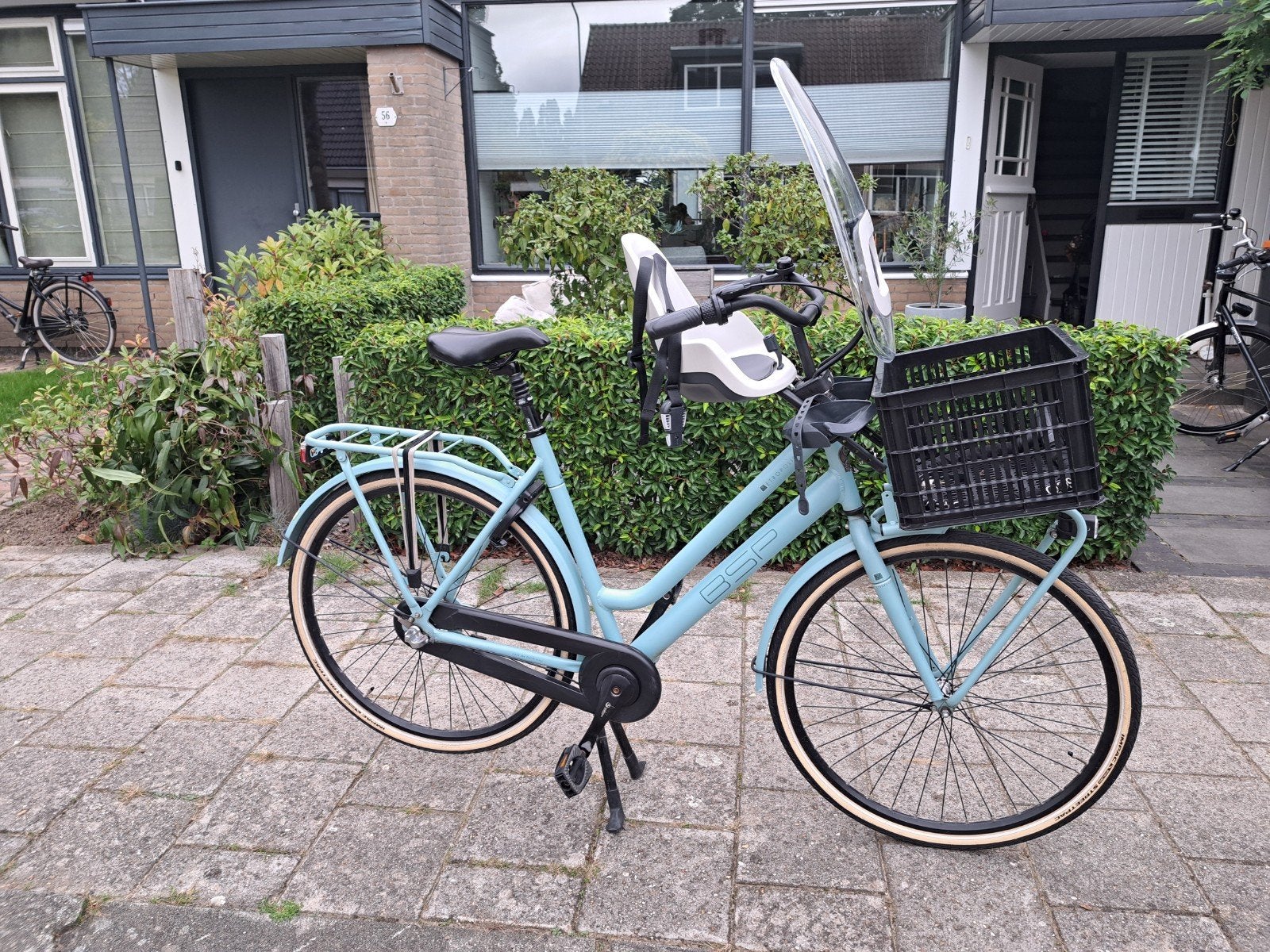 BSP Damesfiets maat 57 met Bobike kinderzitje, Fietsen en Brommers, 56 cm of meer, Ophalen, Gebruikt, Overige merken