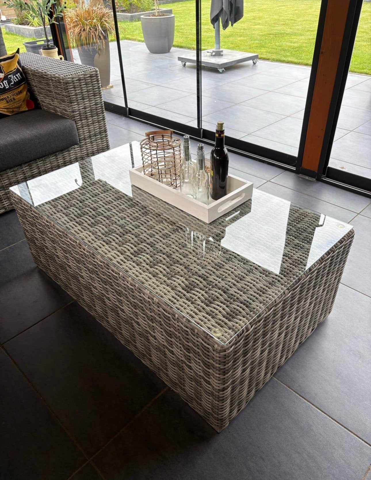 Wicker loungetafel/salontafel, Ophalen, Zo goed als nieuw, Rechthoekig, Wicker