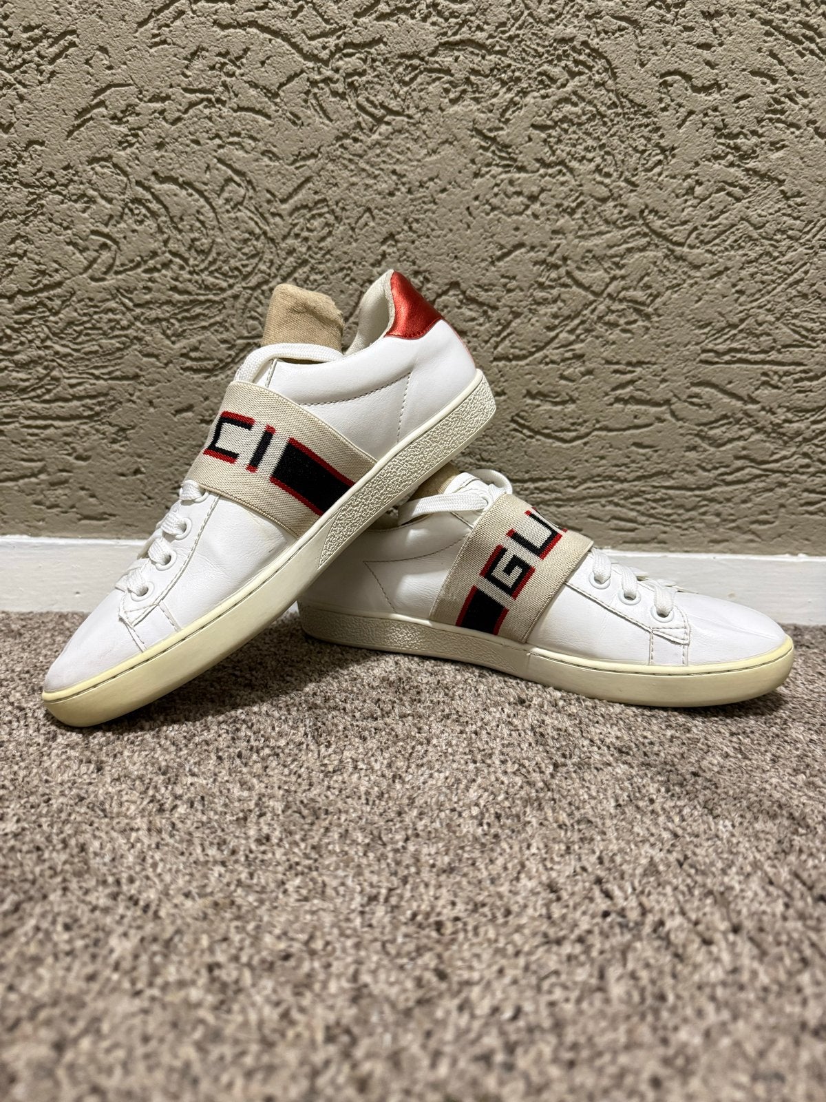 Gucci Ace Sneakers - Maat 39,5, Kleding | Dames, Ophalen of Verzenden, Gedragen, Wit, Sneakers of Gympen