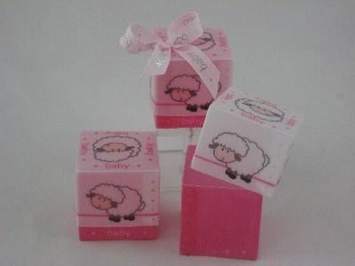 uitdeel bedankjes roze baby schaap plastic doosjes 40 stuks, Ophalen of Verzenden, Nieuw