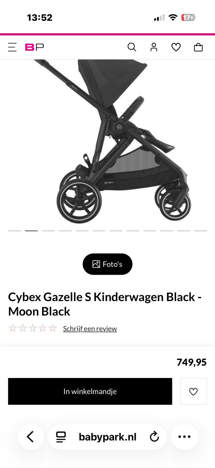 Cybex Gazelle S Kinderwagen NIEUW IN DOOS - Moon Black, Duowagen, Ophalen of Verzenden, Zo goed als nieuw, Kinderwagen