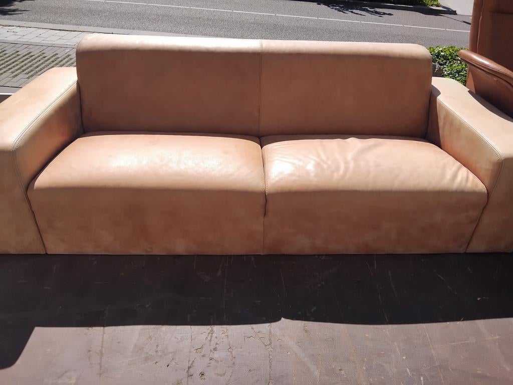 Leren bank gratis af te halen, Ophalen of Verzenden, Gebruikt, 75 tot 100 cm, Tweepersoons