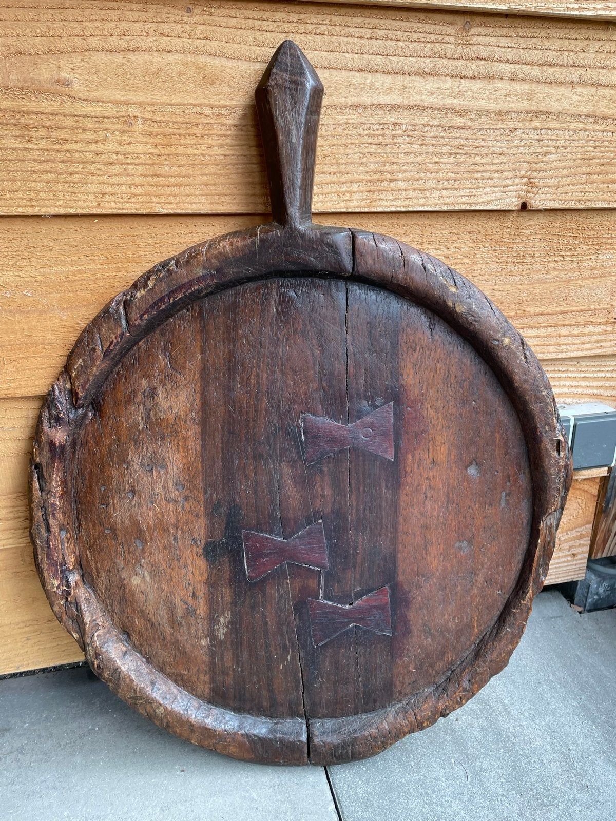Prachtige originele oude houten plank/dienblad - dia 56 cm, Ophalen