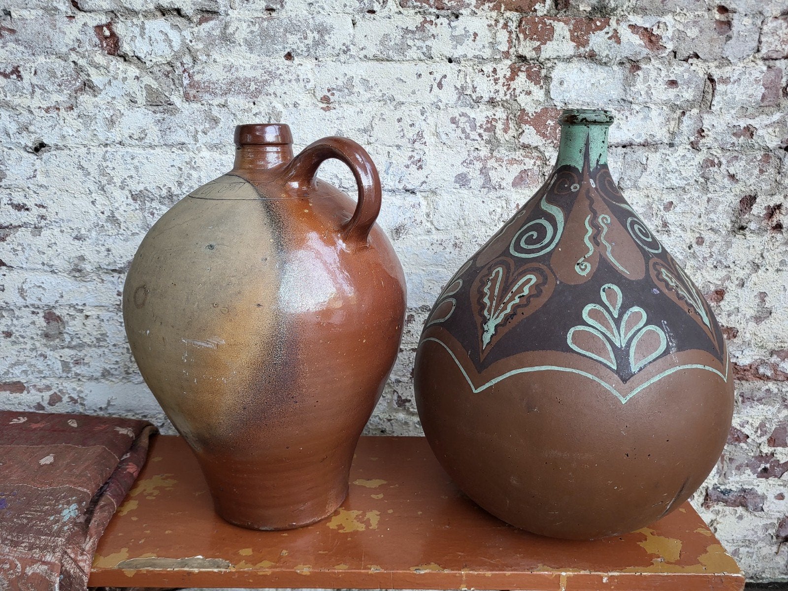 oude franse brocante olijfkruik/ oliekruik/ allegonda, Ophalen of Verzenden