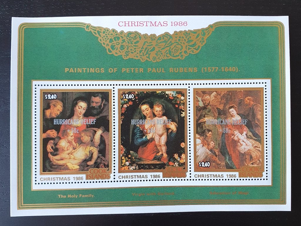 Cook Islands 1987 Kerstmis Hurricane Rubens Michel blok 179, Postzegels en Munten, Verzenden, Postfris, Overige thema's