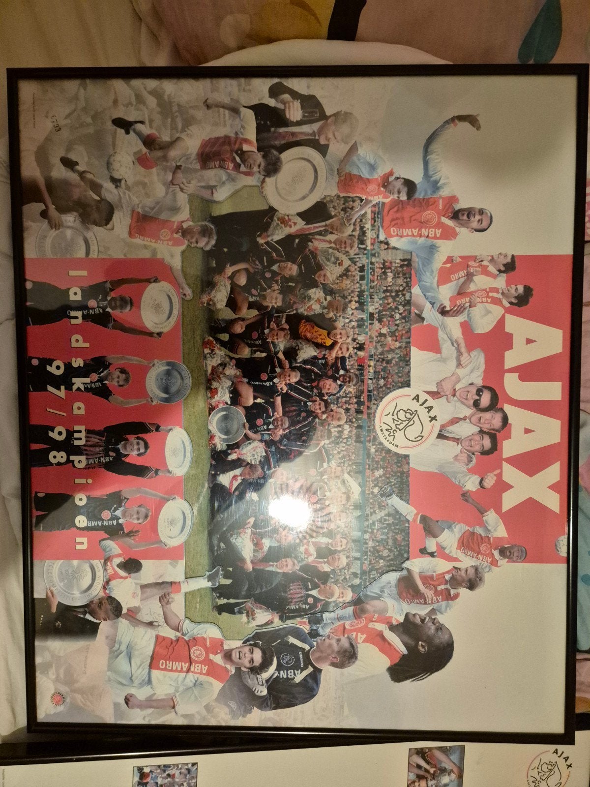 Ajax Landskampioen 97/98 Poster Ingelijst, Verzamelen, Ophalen of Verzenden, Gebruikt, Ajax, Poster, Plaatje of Sticker