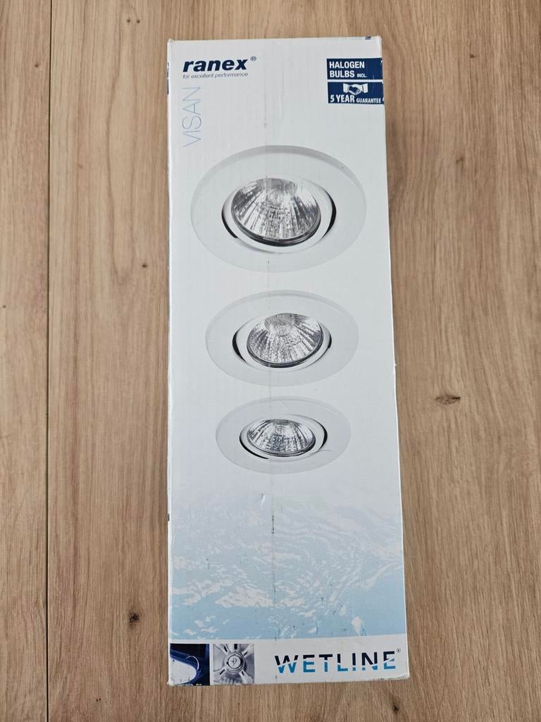Ranex Visan Wetline Inbouwspots - 3 stuks, Halogeen, Ophalen of Verzenden, Nieuw, Plafondspot of Wandspot