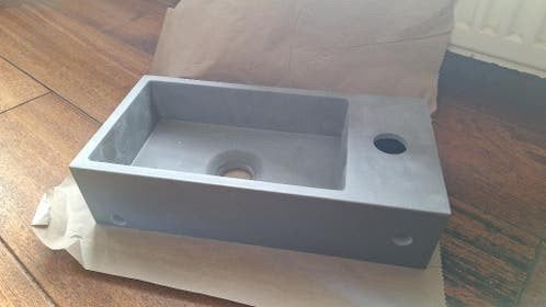 Moderne betonnen wasbak voor toilet of kleine badkamer, Ophalen of Verzenden, Nieuw, Steen, Wastafel