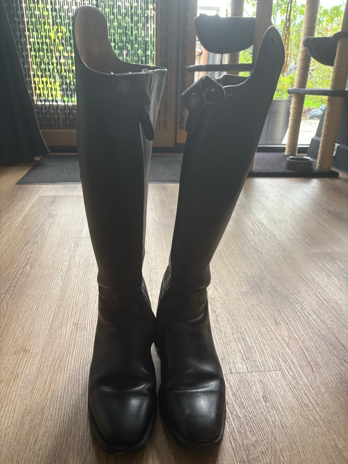 Lederen rijlaarzen peterie met de rits aan de binnenkant, Dieren en Toebehoren, Gebruikt, Dressuur, Ophalen of Verzenden, Zwart