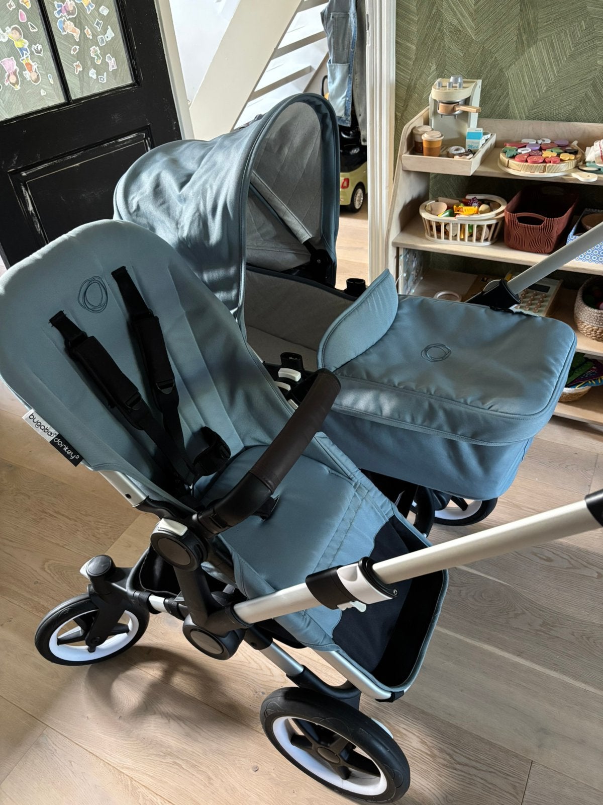 Bugaboo Donkey 2 duo wagen - Incl. wieg, 2 stoelen & zijmand, Ophalen, Zo goed als nieuw, Kinderwagen of Buggy