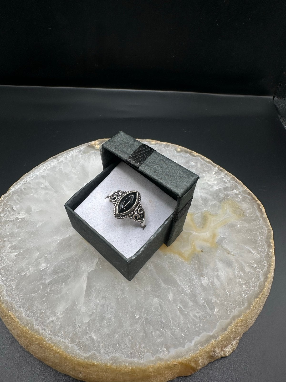 Zilveren ring met onyx, maat 14, Nieuw, Ophalen of Verzenden, Kleiner dan 17, X