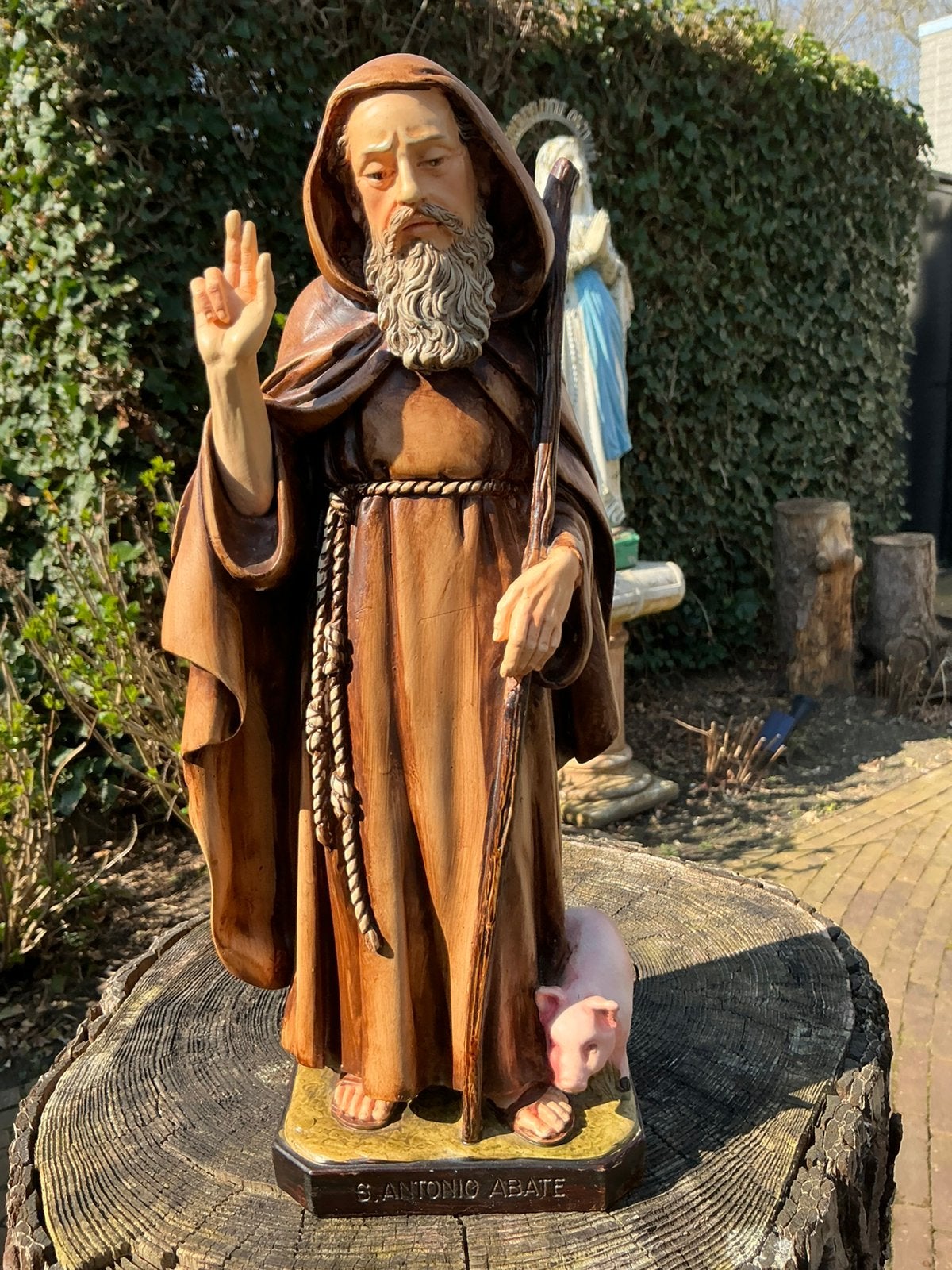 Prachtig Heilige beeld ❤️ St Anthonius Abt met varken, Ophalen of Verzenden