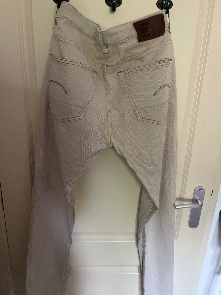 Stretch Beige/offwhite broek G-Star - maat 34-34  Slim 3301, G-Star Raw, Overige kleuren, Ophalen of Verzenden, W33 - W34 (confectie 48/50)