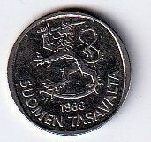 1  markka  1988  M  Finland. km. 49 a  ( 0,50 euro ), Ophalen of Verzenden, Overige landen, Losse munt